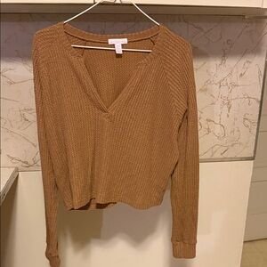 Beyond Yoga Tan Waffle Long Sleeve Top